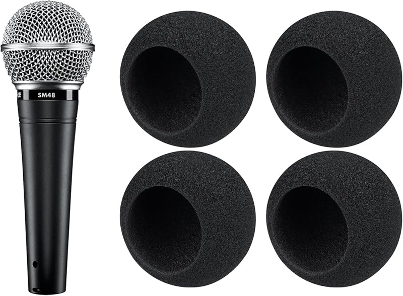 SOULWIT 4Pcs Pop Filter for Shure SM48/PGA48/PGA58 - Black | Windscreen for Shure SM48/PGA48/PGA58 Dynamic Microphone