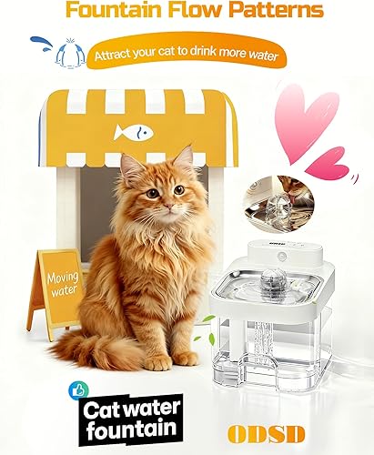 Miniatura 8 de ODSD Fuente de agua para gatos, control de aplicaciones de separación de aguas residuales y sin filtro de algodón, fuente de agua para mascotas con
