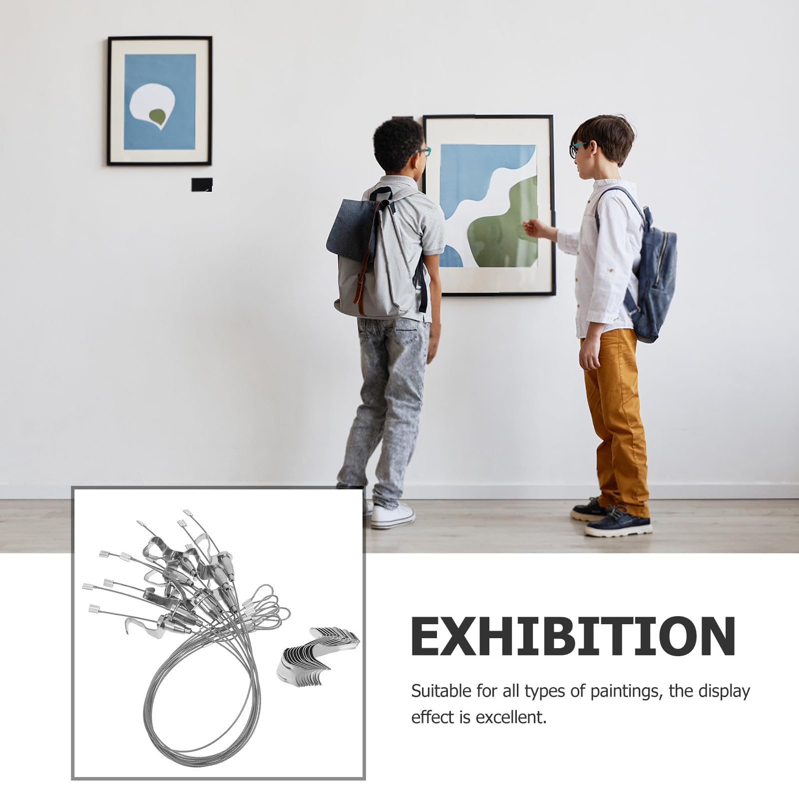 CLISPEED 10 Juegos de Colgadores para Cuadros Gancho Ajustable Cable de Acero Inoxidable de 05 M Sistema para Colgar Obras de Arte en Pared Kit para Colgar Cuadros y Carteles de Forma