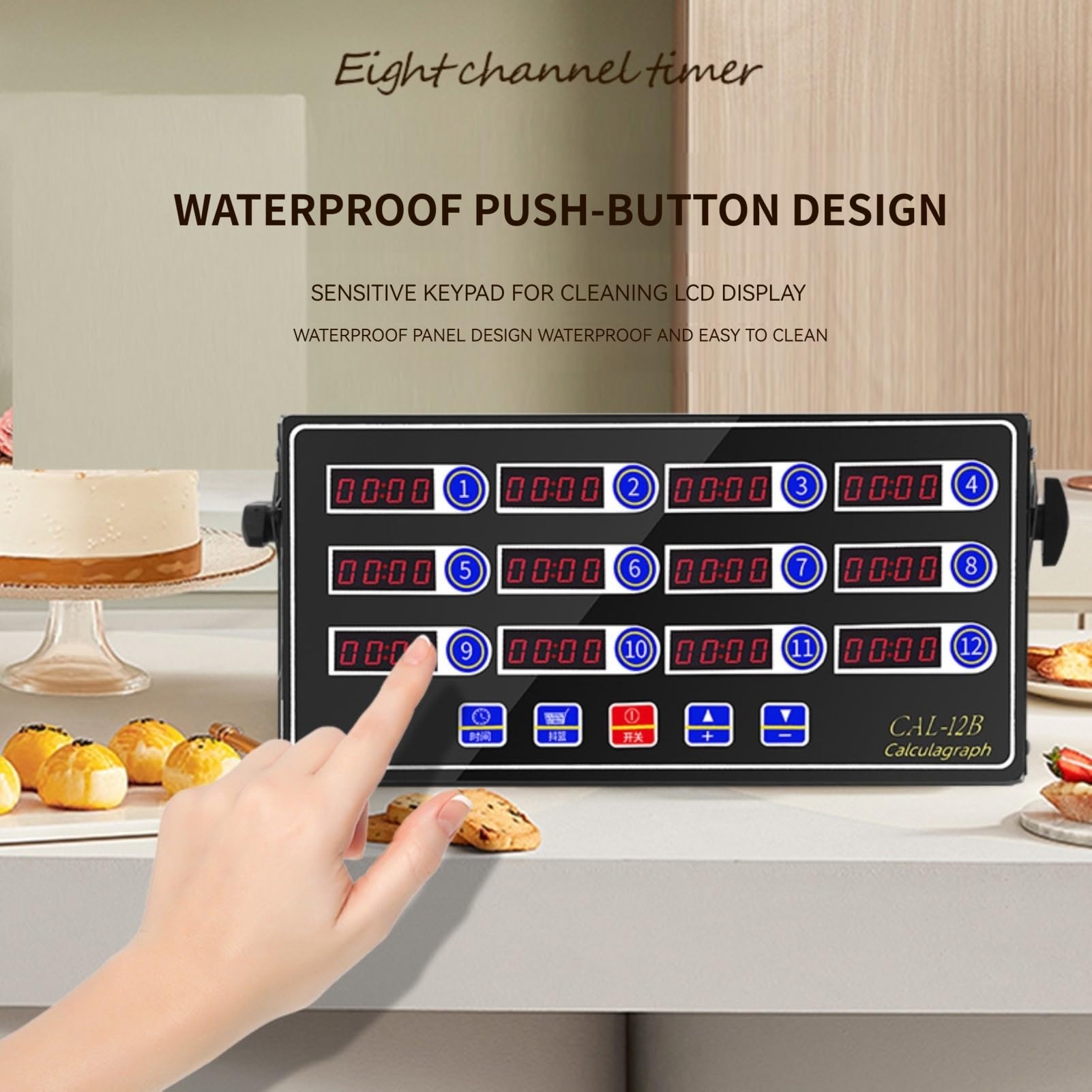 Timer Digitale for Ristoranti a 12 Canali, Timer for Cucina Commerciale con Allarme Forte, Ampio Display Lcd, Adatto for Cucinare