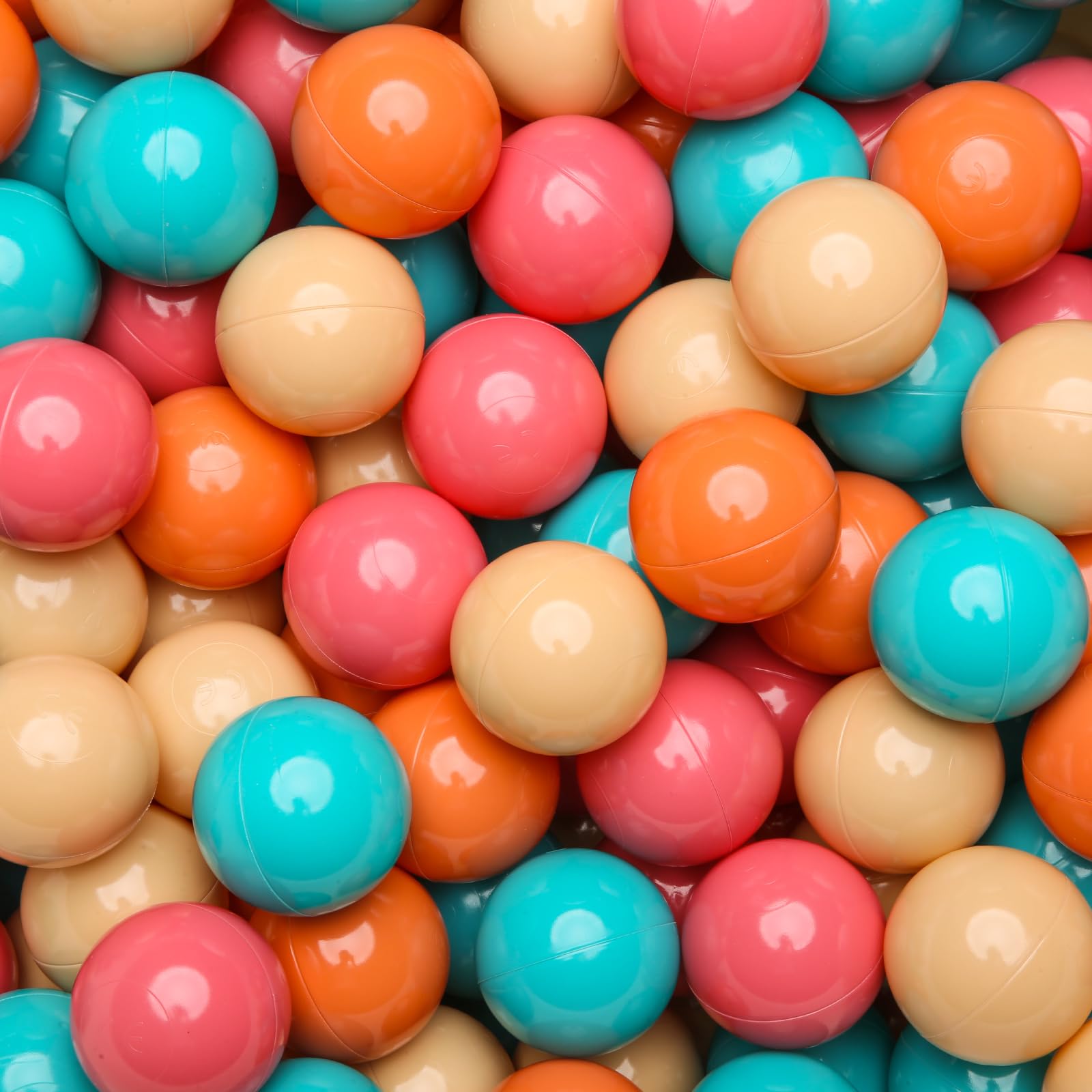 GOGOSOBall Pit Balls for Toddler, Baby Plastic Playballs Kids Soft Pastel Pelotas Non-Toxic BPA-Free,Cream Pink+Orange+Green,100 Balls