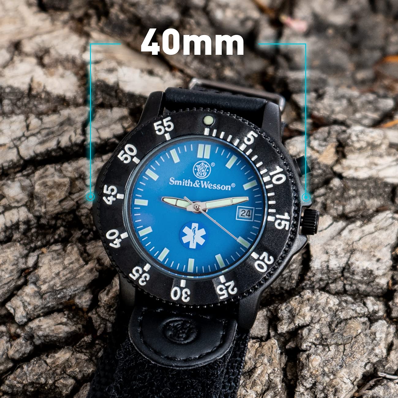 EMT - Reloj para hombre, esfera azul, retroiluminación, cuarzo de 1.575 pulgadas, resistente al agua 3ATM, resistente a los arañazos, reloj militar para médicos y uso al aire libre 7