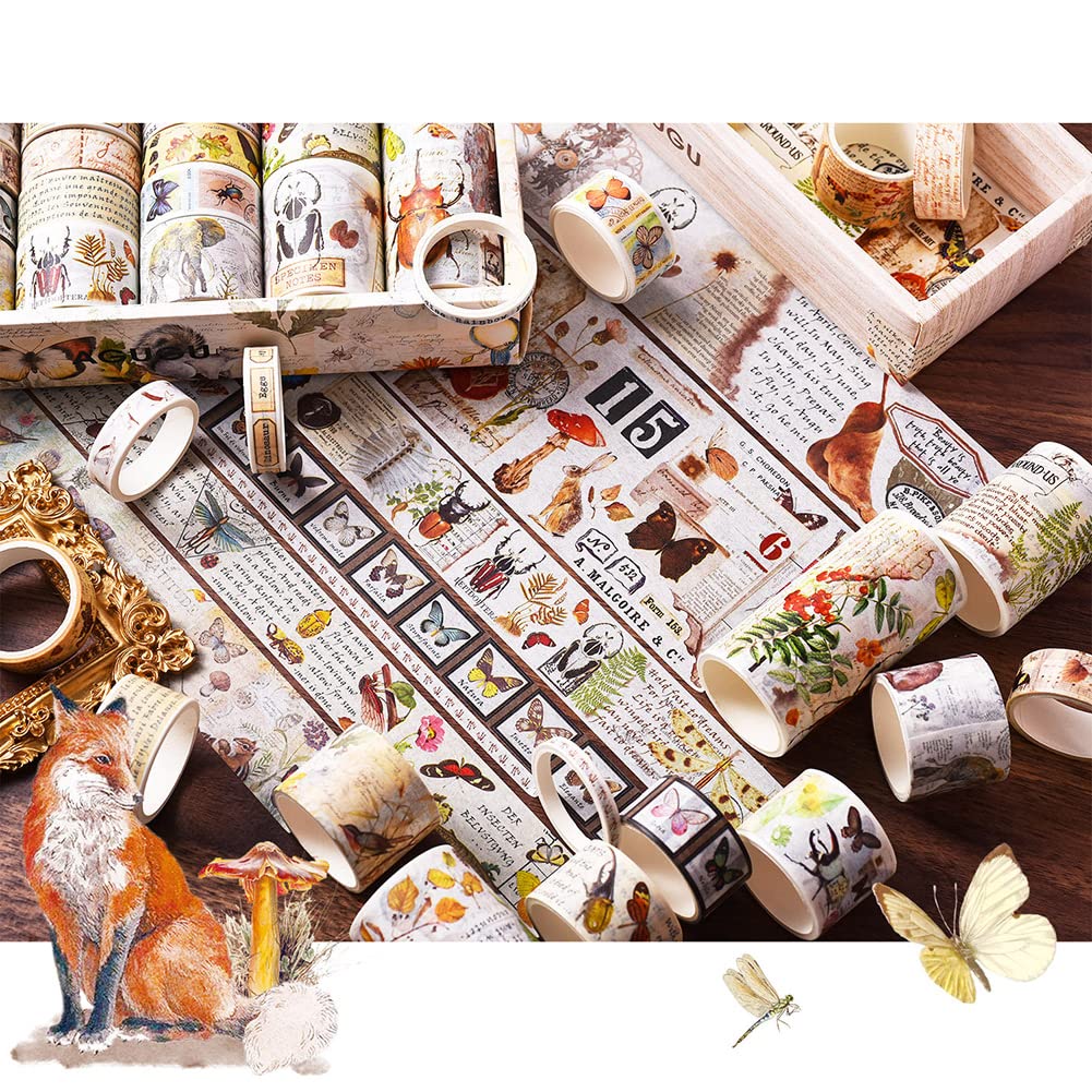 Amazon.com: 18 Rolls Vintage Washi Tape Set,Floral Letter