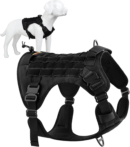 Plutus Pet Arnés táctico para perro con hebillas de metal, ajustable, chaleco para perro de servicio sin tirones con sistema Molle para perros
