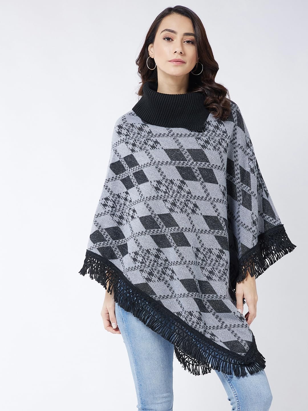 Pivl Wool Blend Poncho-Grey Mix - Image 4 thumbnail