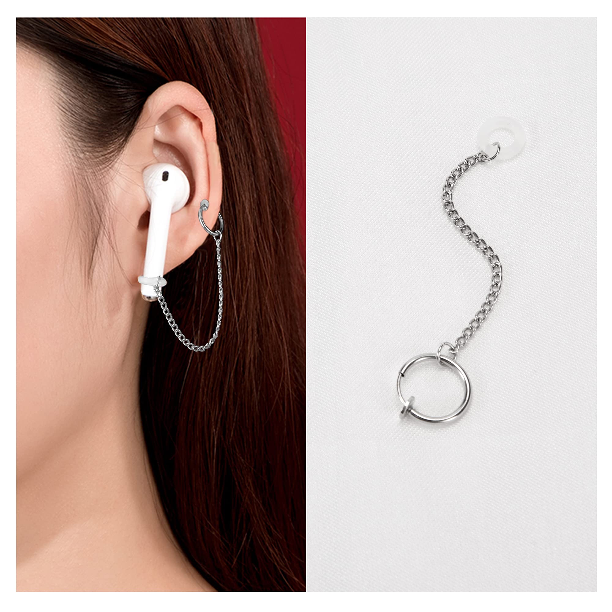 Pendientes Antipérdidas para Auriculares Inalámbricos Bluetooth Moda Ganchos Clip de Oreja Anillo Auricular Antideslizante Compatible con AirPods 3 Pares