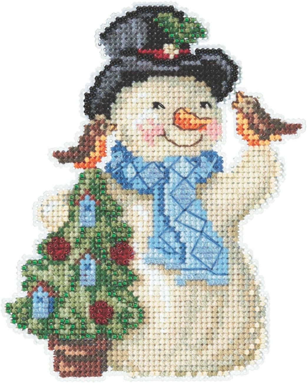 Mill Hill Feathered Friends Snowman Beaded Counted Cross Stitch Ornament Kit 2020 Jim Shore