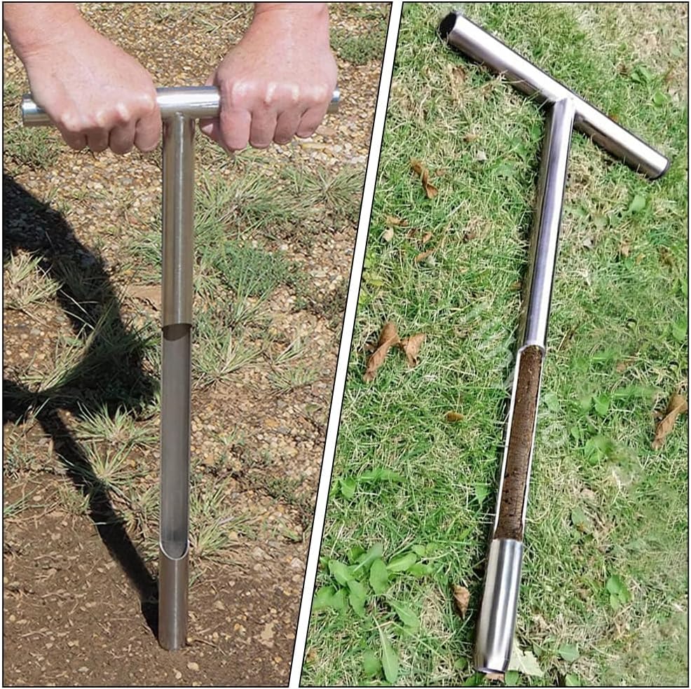 LIFKOME Soil Sampler Soil Testing Kit Soil Sampling Machine Bale Sampler Probe Stainless Steel Soil Sampler Probes Soil Sample Probe Soil Sampler Core Soil Sampler Silver Metal
