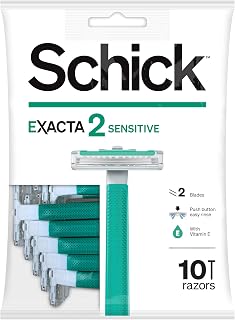 Schick Exacta2 Sensitive Disposable Razors, 10 Count Pack - Gentle Shave for Sensitive Skin