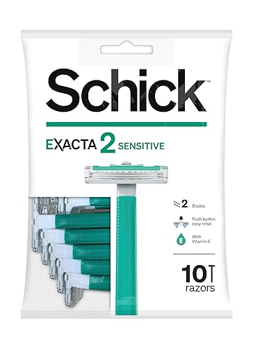 Schick Exacta2 - Maquinilla de afeitar desechable sensible, 10 unidades (paquete de 1)