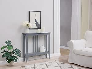 Kings Brand Narrow Console Table with Storage Shelf, Grey