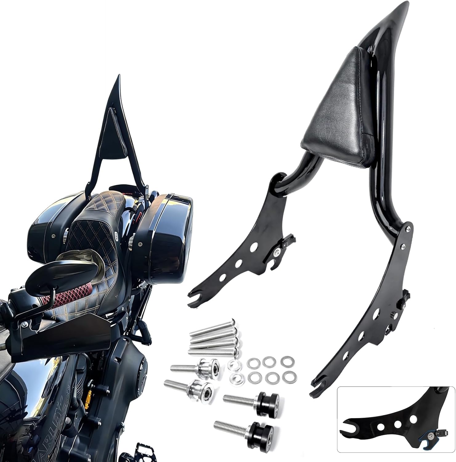 2018-2026 Low Rider Sport Glide Sissy Bar Passenger Backrest for Harley Softail FXLR FXLRS FXLRST FXRST FLSB, Detachable Rear Sissybar w/Docking kits