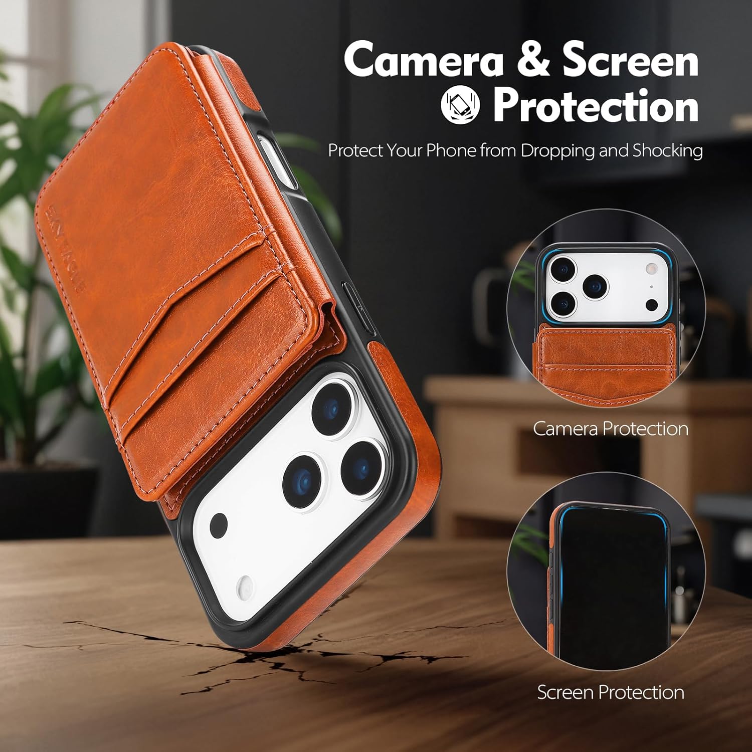 Compatible with Magsafe for iPhone 17 Pro Max Wallet Case with Card Holder,Women Men Phone Case PU Leather Kickstand Flip Protective Cover Credit Card Slots,for Apple 17 ProMax,Orange - Image 5