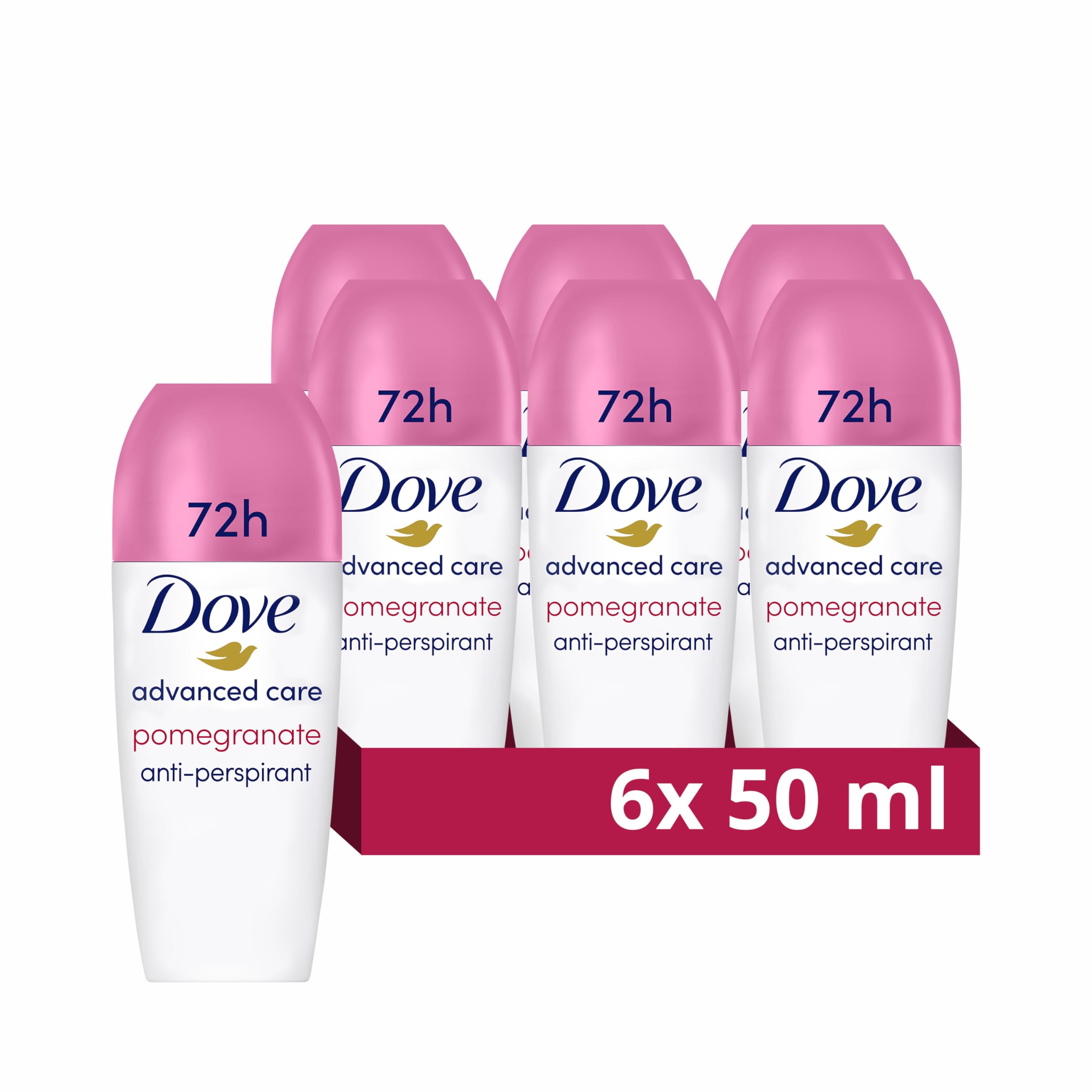Dove Advanced Care Go Fresh Pomegranate Scent Anti-perspirant Deodorant pack of 6 with Triple Moisturising technology roll-on for 48 hours of protection 50 ml
