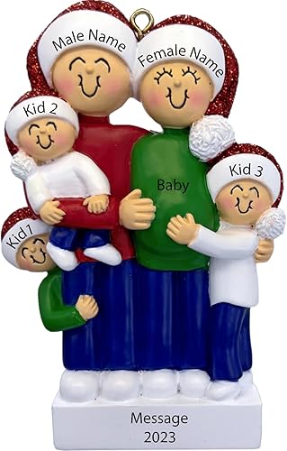 Miniatura 2 de Adorno de Navidad 2023 2024 personalizado para familia de 5 embarazadas, adorno personalizado para revelación de embarazo, regalo de mamá para ser