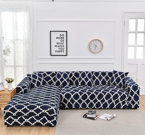 Miniatura 2 de MIFXIN Funda de sofá seccional de 2 piezas elásticas de 3 asientos en forma de L, fundas elásticas impresas para sofá seccional, protector de