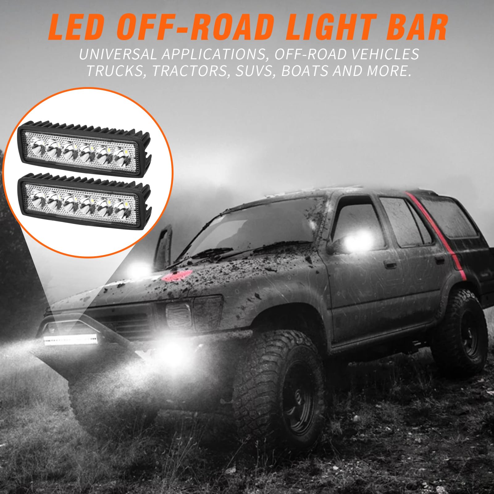 2 Piezas Focos Led Tractor 12V 18W, Faro Trabajo LED, Faros LED Tractor, Focos de Coche 6000K IP67 Impermeable para Coche Tractors Barcos ATV UTV SUV
