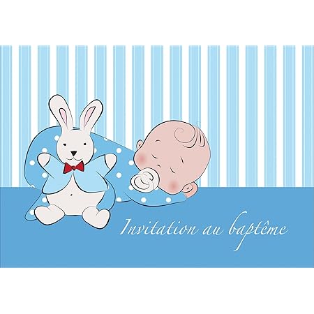 Carte De Bebe Garcon Comme Invitation Au Bapteme Invitation Pour Le Bapteme Avec Bebe Dormant Et Un Petit Lapin Invitation Au Bapteme Amazon Fr Cuisine Et Maison