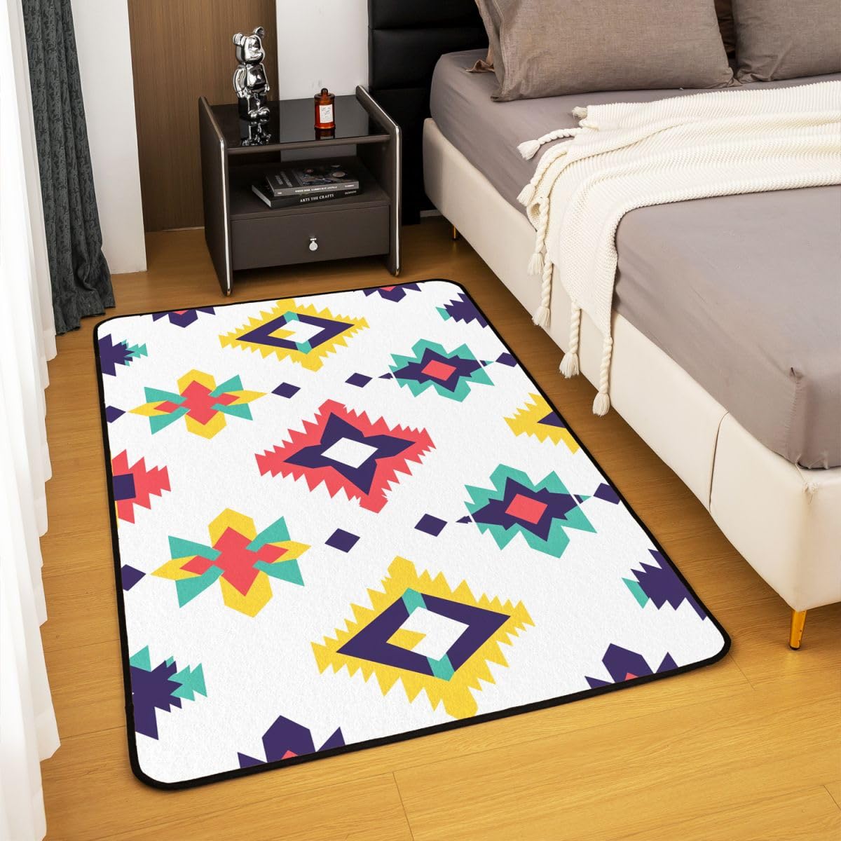 Sud-Ouest aztèque Tapis Exterieur Ethnique géométrique Tapis Salon 100x150cm pour garçons Filles aztèques Occidentaux Bohémien Chambre à Coucher décor