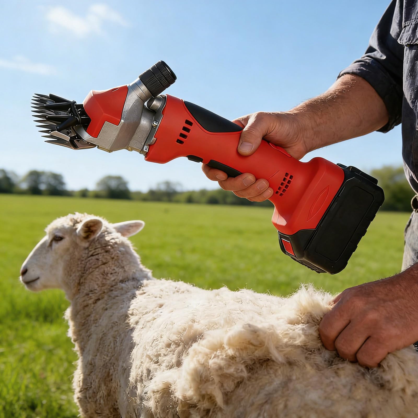 Tosatrice Elettrica per Pecore,Tosatrice Portatile Ricaricabile per Pecore,Capre,Bovini,Kit per La Toelettatura del Bestiame per Agricoltori E Allevatori,A 6 velocità Orange-2Batteries