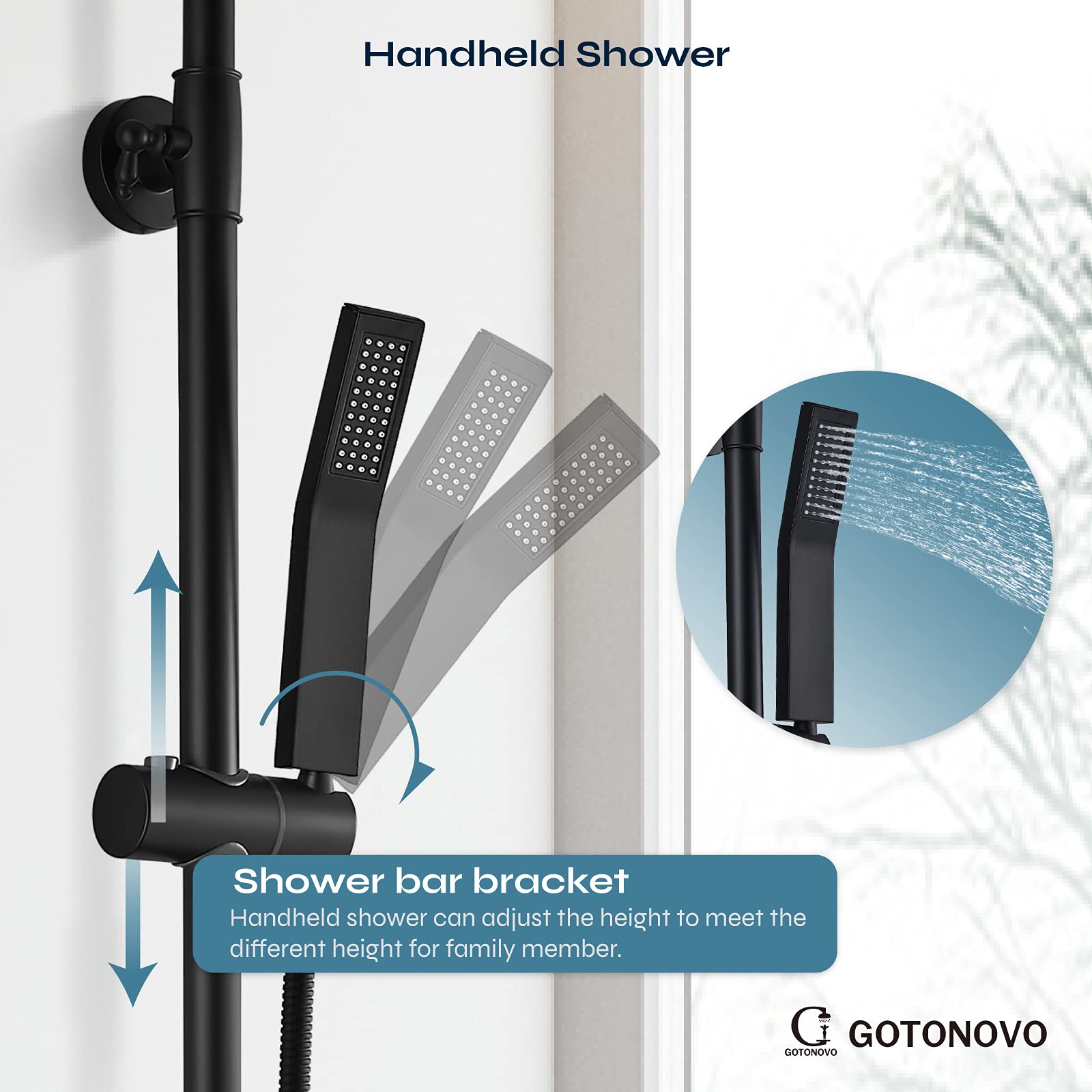 Matte Black Exposed Shower System Set 8 Rain Shower Single HandleTriple