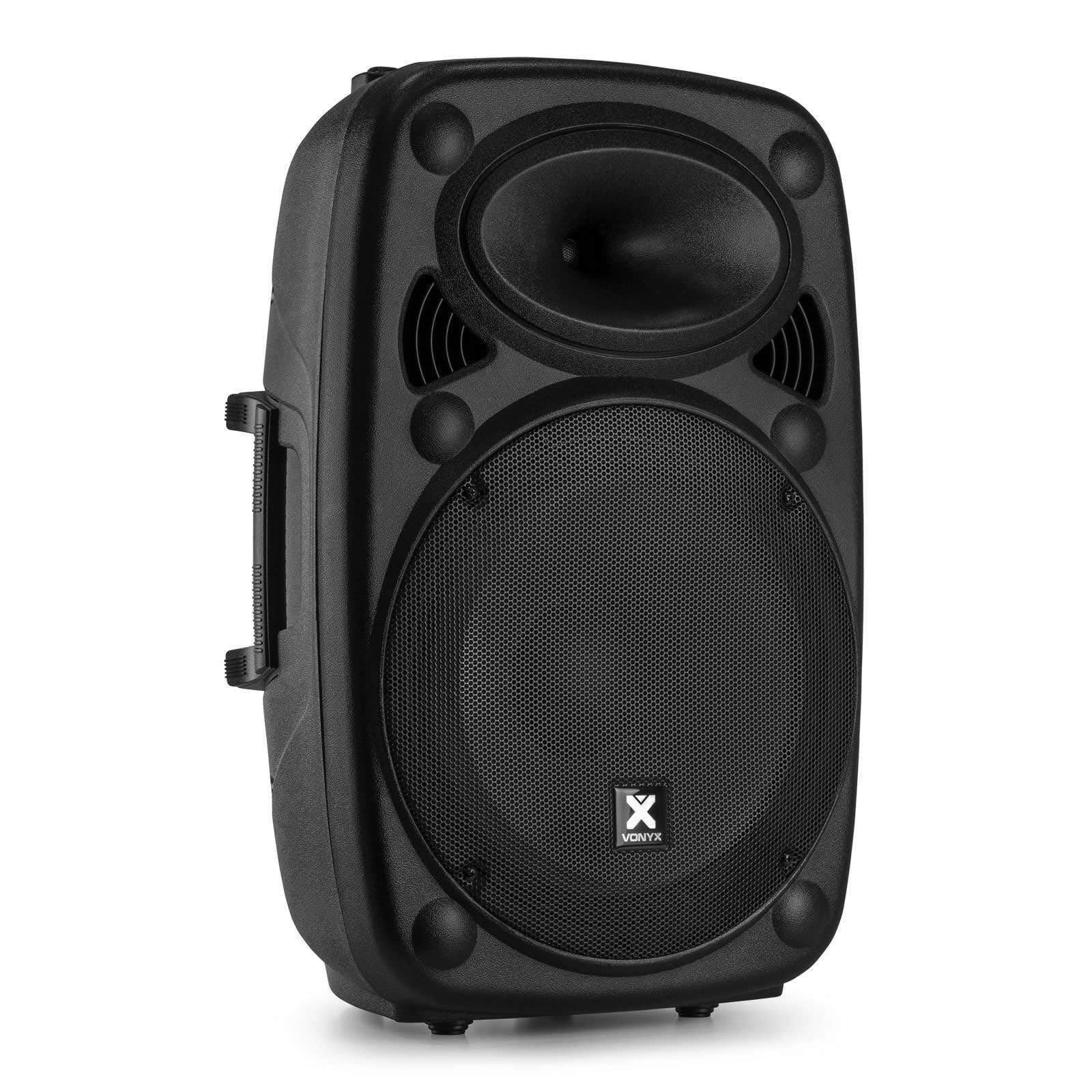 Vonyx Verve46, Akku Partybox Bluetooth Lautsprecher Groß, 1000W, 2 UHF Mikrofonen, MP3, Mobile PA Anlage Komplettset, Party Lautsprecher mit Fernbedienung - Schwarz