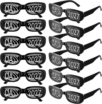 Cuffbow Class of 2027 Graduation Glasses, Grad Photo Props,Black,12 Pcs