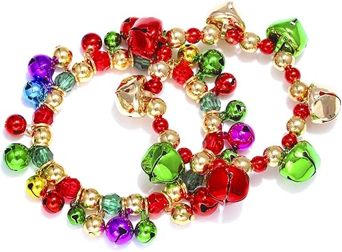 Miniatura 4 de Pulseras navideñas de cascabel, coloridas pulseras elásticas con cuentas para regalo, pulsera elástica en forma de lazo, regalos de vacaciones,