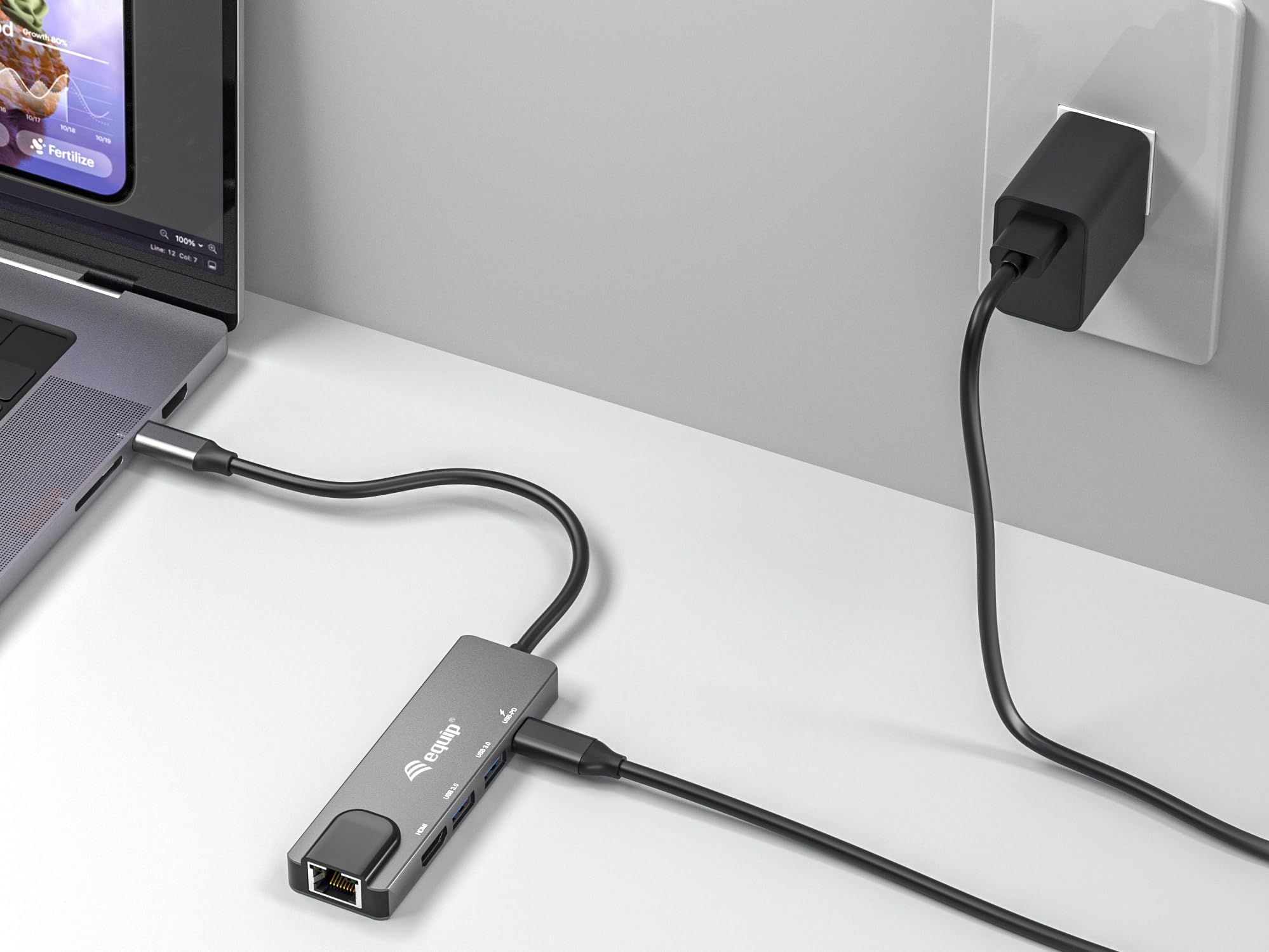 Equip 133489 USB-C 5 w 1 adapter wielofunkcyjny, HDMI, Gigabit LAN, USB 3.2 GEN1, 100 W USB PD