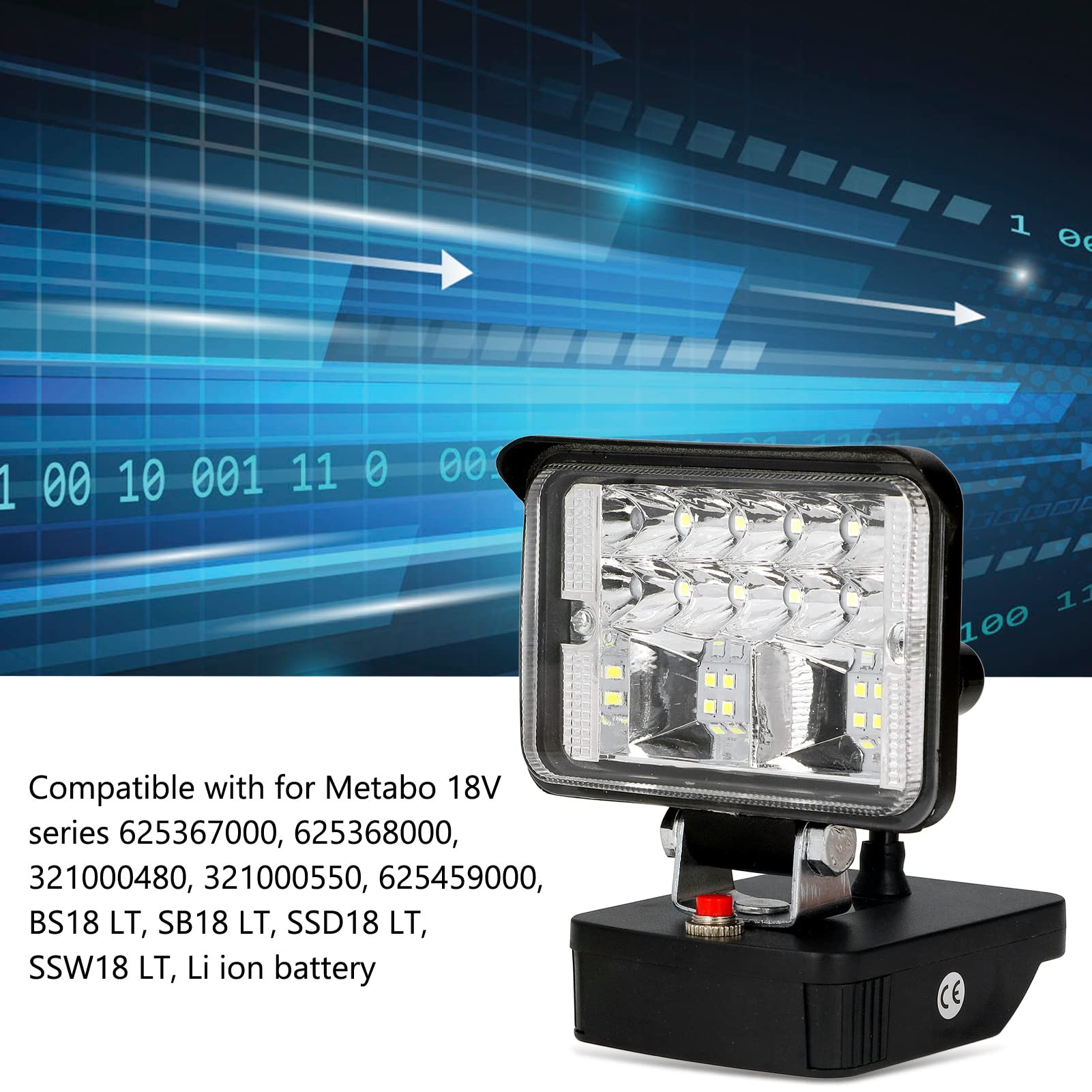 Qinlorgo Eclairage Lampe de travail, lampe de poche + lampe LED avec pile au lithium longue durée Lampe frontale en alliage de zinc pour usage extérieur