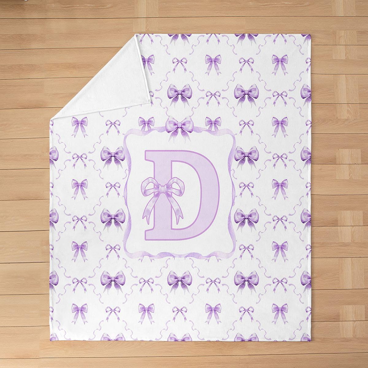 Erosebridal Purple Bowknot Soft Blankets for Kids Girls, Cute Purple Bow Tie Flannel Blanket Throw 30"x40", Initial Letter Z Bows Plush Blanket, Preppy Ribbon Bowtie Sofa Bed Couch Decor