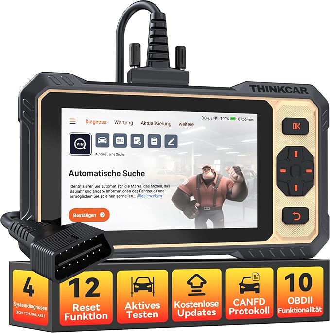 ThinkScan 662 OBD2 Diagnostic Tool with 4 System Diagnostics (ECM/TCM/SRS/ABS) and 12 Reset Function