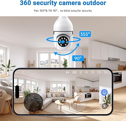 Miniatura 5 de Cámara de seguridad con bombilla, cámaras de seguridad WiFi de 2.4G 5 GHz, inalámbricas para exteriores e interiores, cámaras de bombilla 2K para