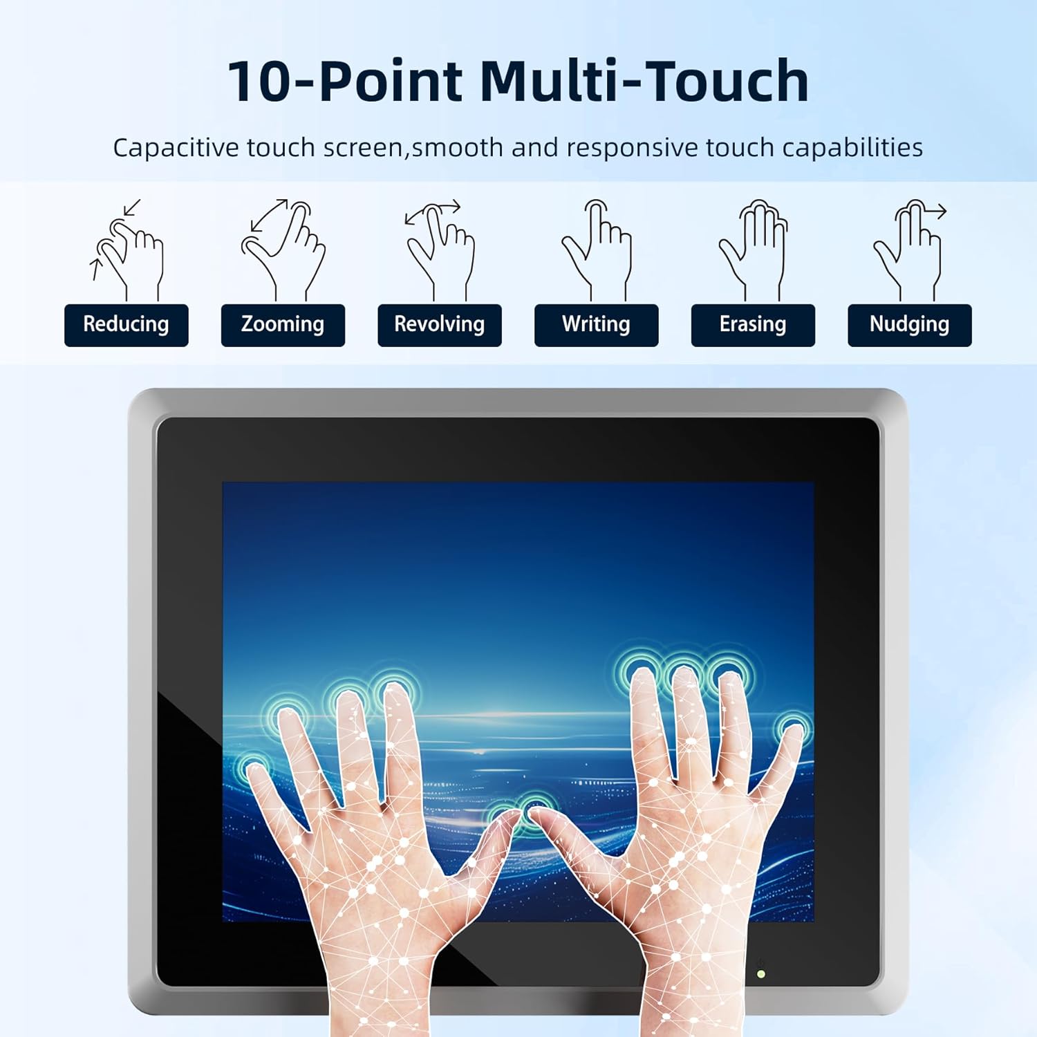 Demonstration of 10-point multi-touch gestures on the screen
