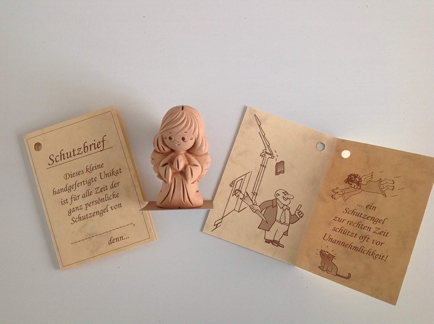 Traumzauberbaum GmbH Guardian Angel Kneeling Clay Light Brown Small