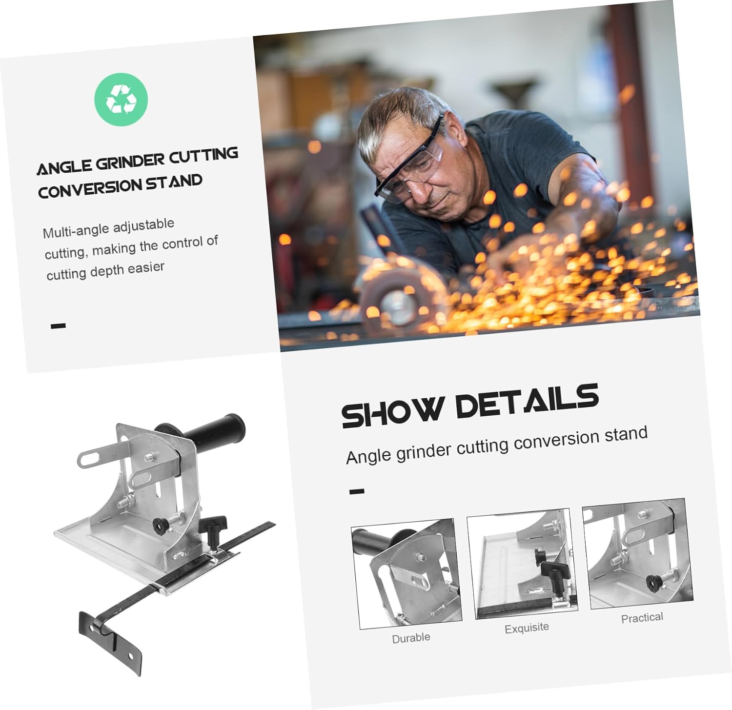 Gadpiparty 1pc Angle Grinder Cutting Base Tool Multi-angle Conversion Stand for Precision Cutting Durable Design for Versatile Use
