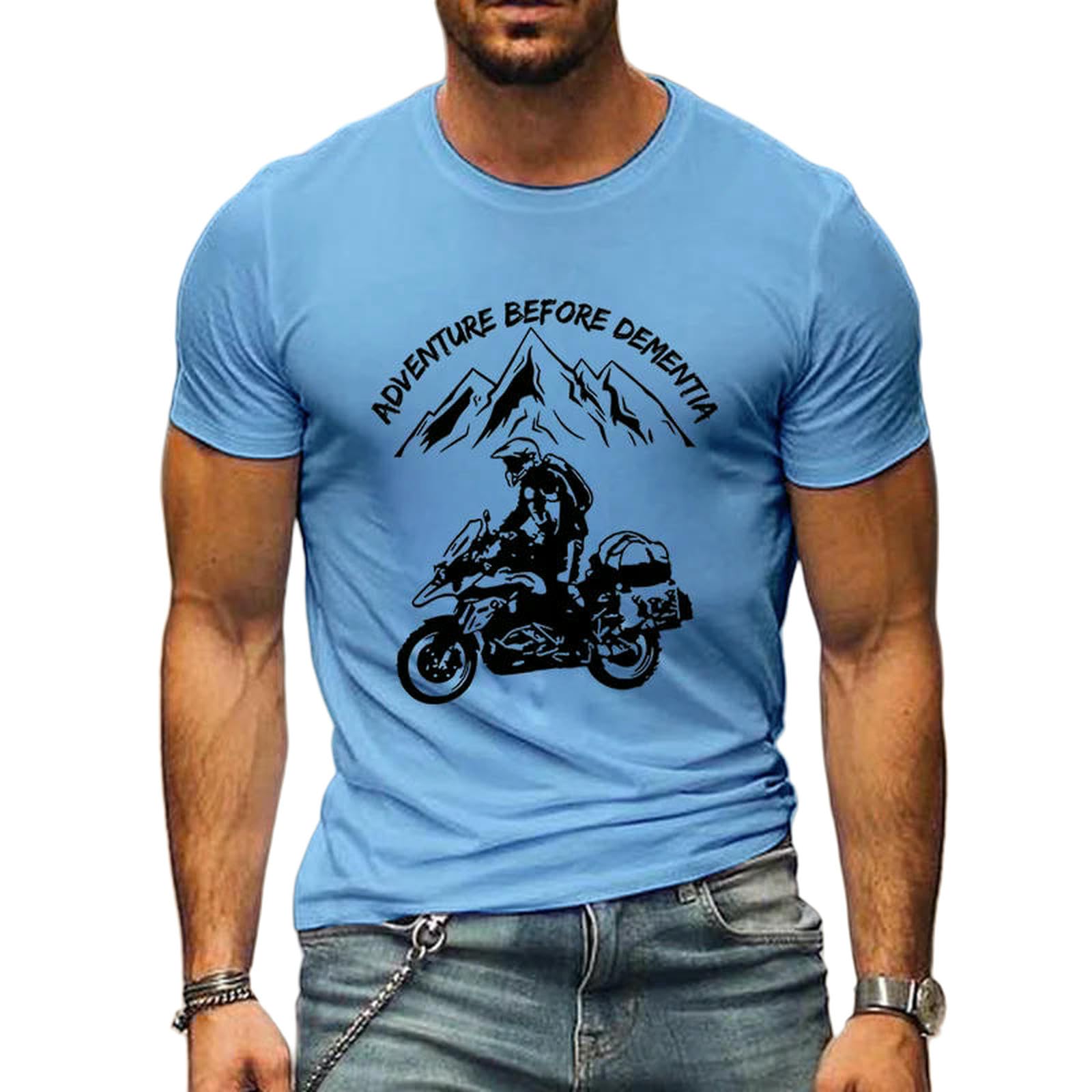 Męskie koszulki męskie śmieszne górskie przygody motocyklowe koszulki Harajuku modna koszula luźna