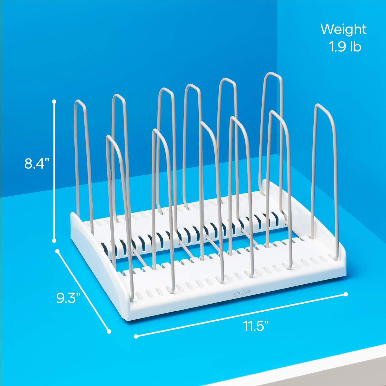 YouCopia StoreMore Cookware Rack Adjustable Pan Organizer, White