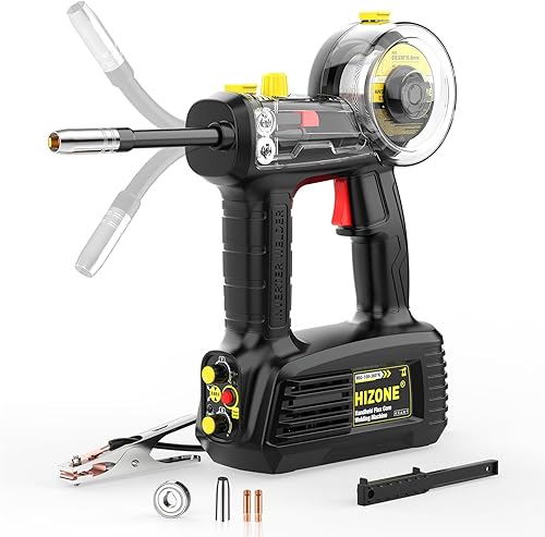 Miniatura 9 de Máquina de soldadura MIG de mano 110V, HIZONE 100A Flux Core Máquina de soldadura portátil, equipo de soldadura de alimentación de alambre inversor