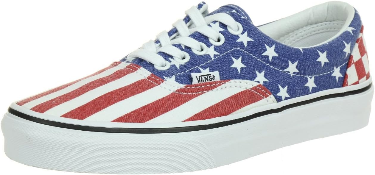 Vans Mens era Low Top Lace Up Fashion Sneakers, Stars/Stripes/Checker, Size