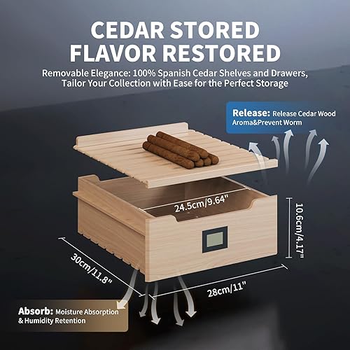 Miniatura 8 de NEEDONE Humidor eléctrico de 33 litros con sistema de control silencioso de calefacción y refrigeración, armario refrigerador grande para 280