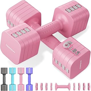 FEIERDUN 5-in-1 Adjustable Dumbbell Set of 2, 12LBS/20LBS Hand Weights f...