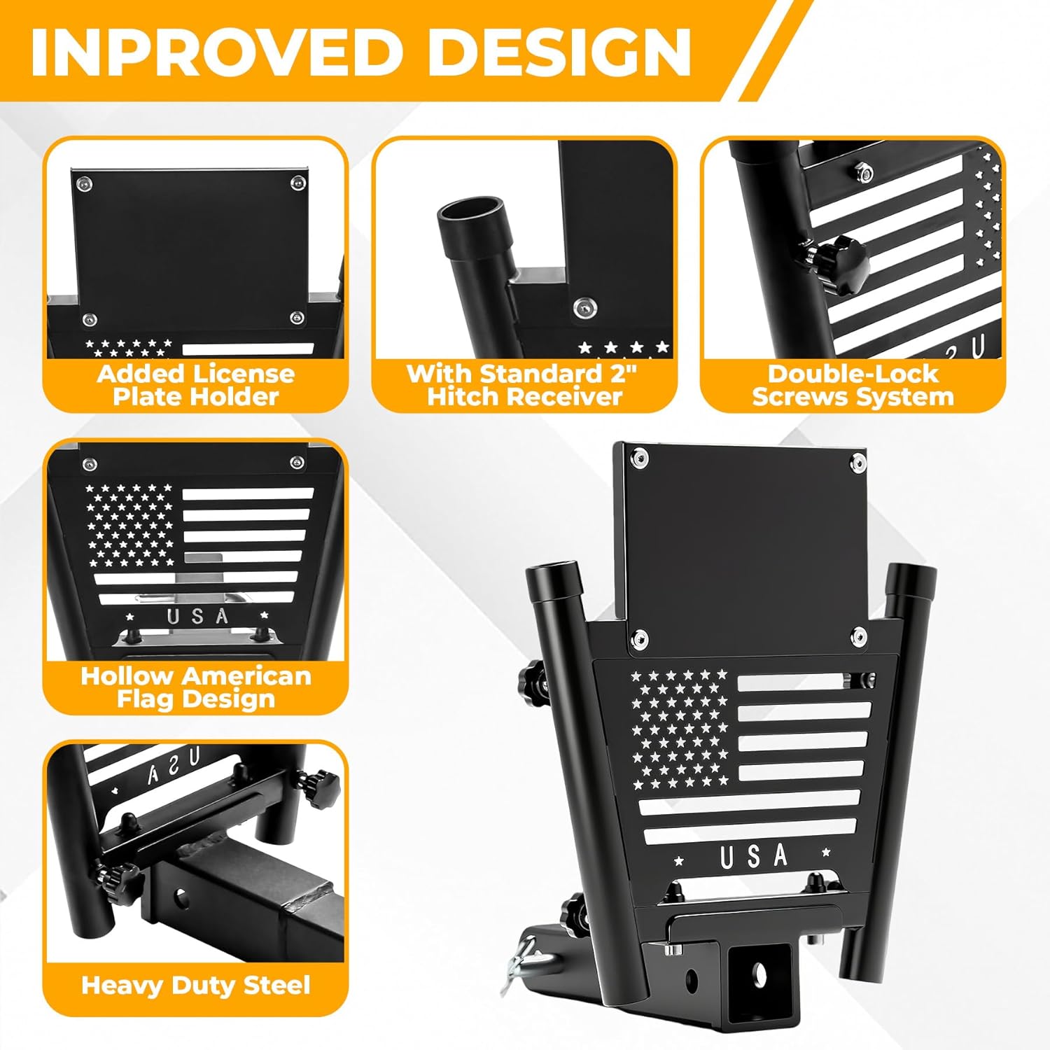 Heavy Duty Dual Hitch Flag Holder with 2'' Trailer Receiver, Trailer Hitch Flag Pole Holder, Universal Hitch Flag Pole Holder Kit with Cars, Trucks, SUV, Pickups, Campers & Trailers - Image 3