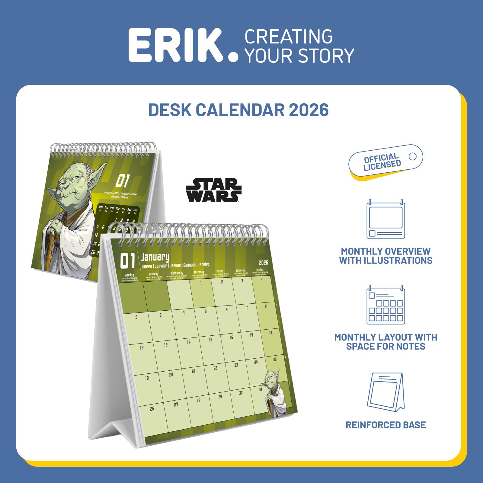 Grupo Erik Desk Calendar 2026 - Star Wars Calendar 2026 Month To View | Monthly Desk Planner, Desktop Gifts Under 10 Pounds | Star Wars Gifts For Friends