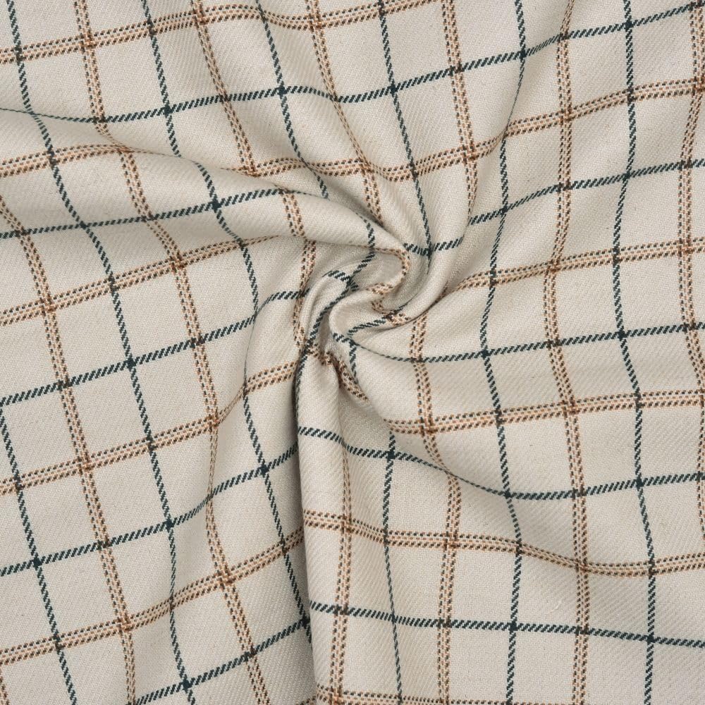 Qashida Tweed Wool Blazer Fabric for Men | Premium Checked Woollen Suiting Material | 2 Meter Cut for Blazers, Kotis & Waistcoats | 58 Inch Width | Beige, Green Checks