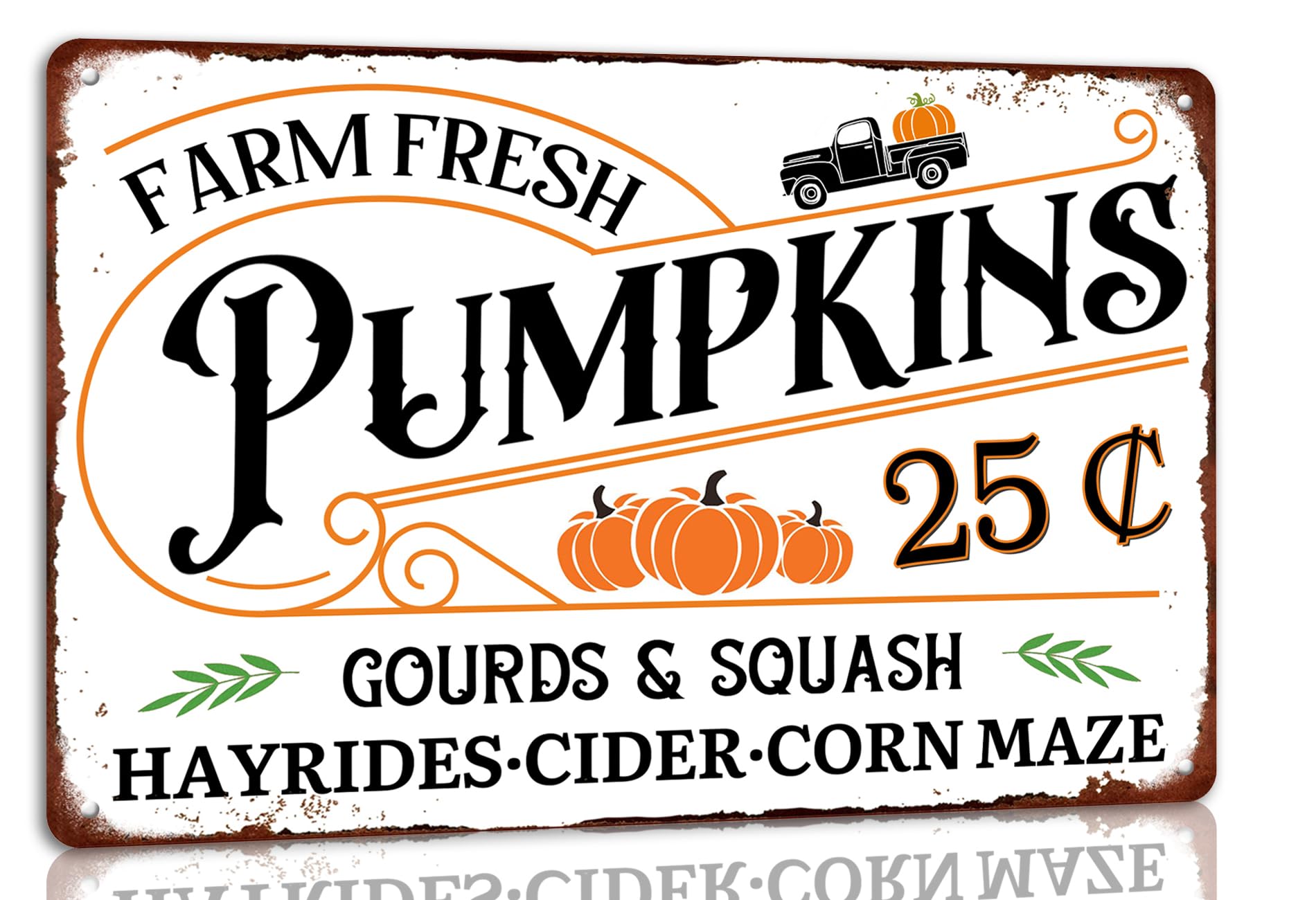 Vuplkhu Farm Fresh Pumpkins Gourds Squash Vintage Metal Tin Signs for Pumpkin Fall Patch Outdoor Decor Pumpkin Lover Fall Decor 8x12 Inches