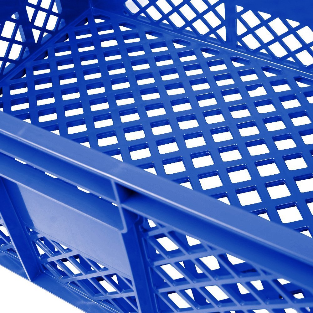 Juego de 6 cestas perforadas y apilables, calidad industrial, aptas para alimentos, 600 x 400 x 240 mm, color azul