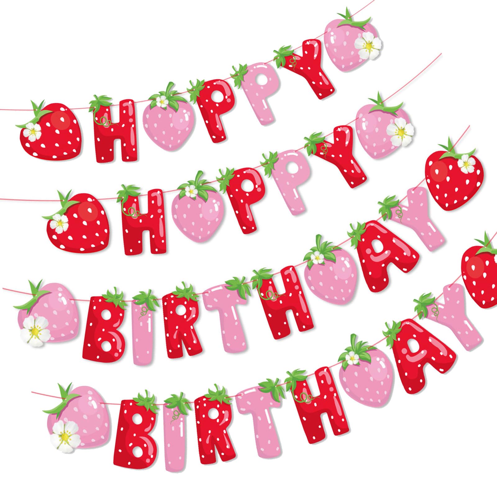 carotoe 4Pieces Strawberry Garlands Decorations Delicate Strawberry Hanging Banners for Creative Party Accessory Atmospheres Party Decorations