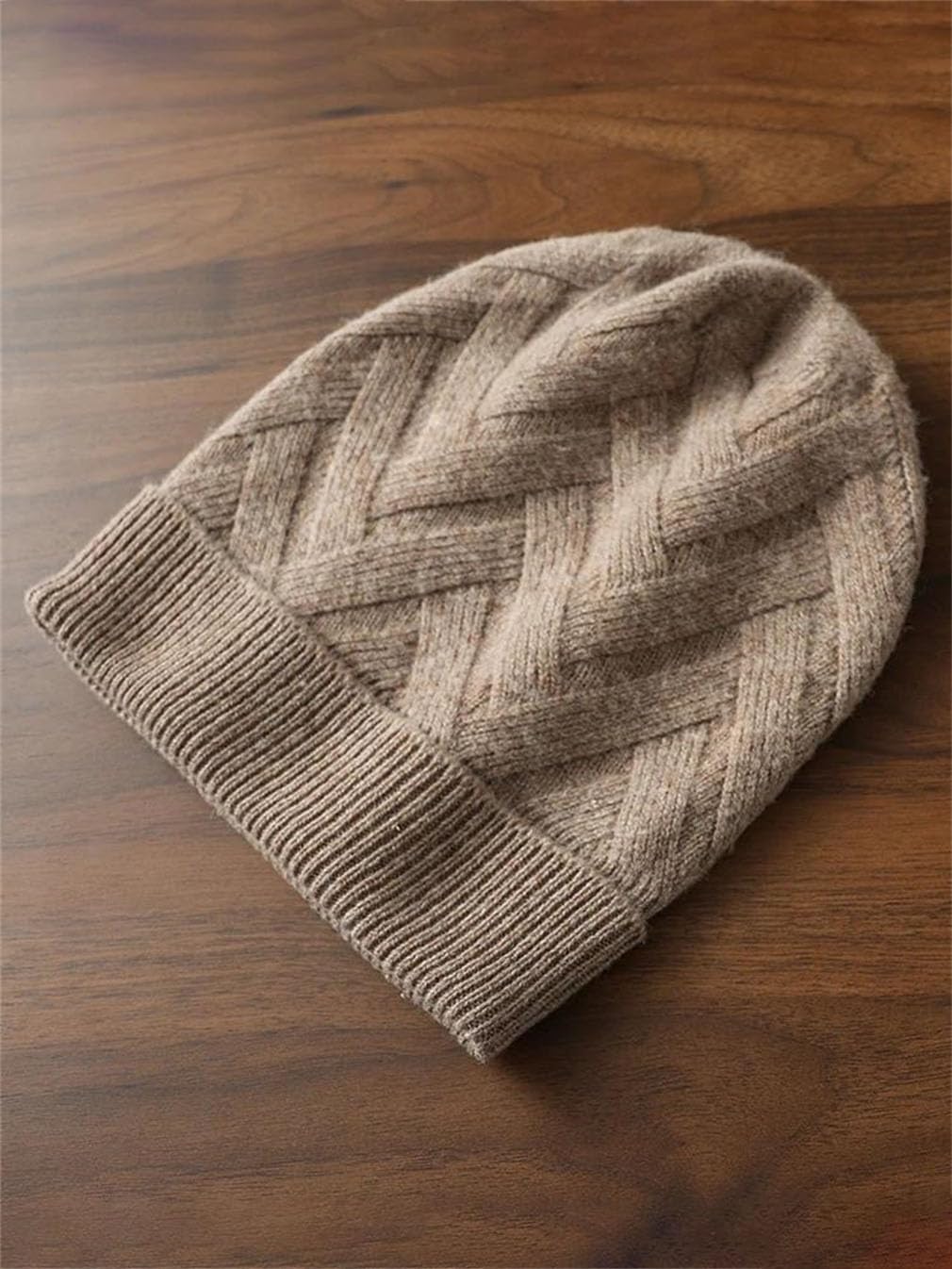 Merino Wool Beanie Men Women Textured Knitted Hats Running Skiing Warm Caps Unisex