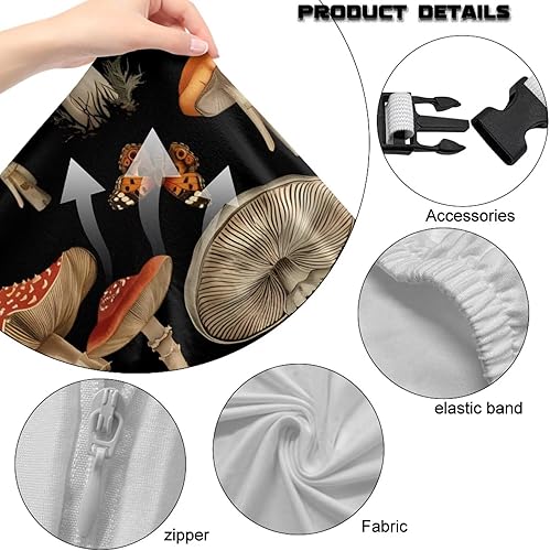 Vista 8 de Funda para silla de jugador de hongos, funda para silla de computadora, 4 piezas, con cremallera, con reposabrazos, para estudio en casa, helechos